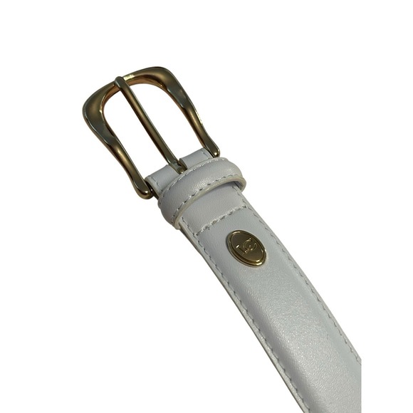 Liz Claiborne Vintage Faux Leather 1" Belt Women's Size Medium 37.5" White NWOT - Picture 2 of 12